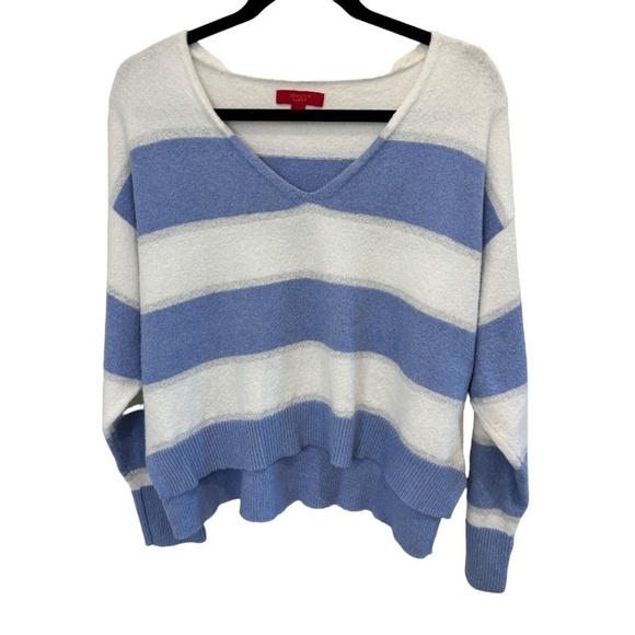 Jennifer Lopez Striped Metallic Long Sleeve Hi Low Sweater Size Large - Picture 1 of 4